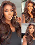 Chocolate Brown 13x4 Invisible Lace Full Frontal Wig | Natural Pre-plucked Hairline