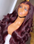 Burgundy 13x4 Invisible Lace Full Frontal Wig | Natural Pre-plucked Hairline