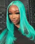 Mint Green 13x4 Invisible Lace Full Frontal Wig | Natural Pre-plucked Hairline