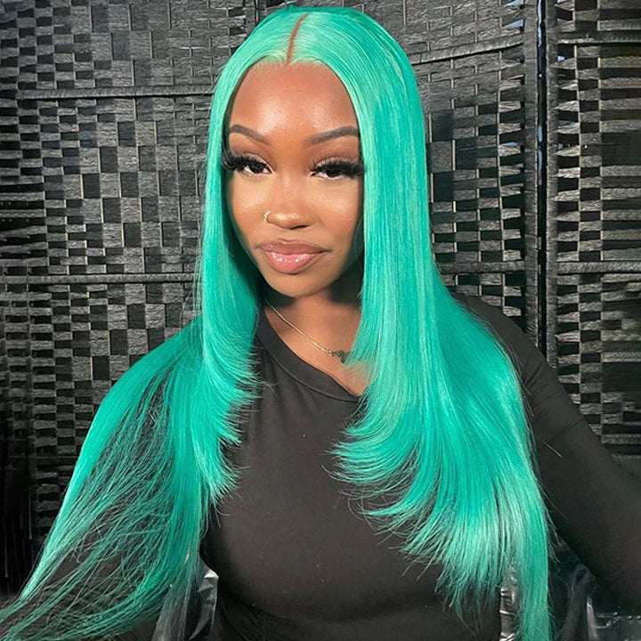 Mint Green 13x4 Invisible Lace Full Frontal Wig | Natural Pre-plucked Hairline