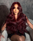 Burgundy 13x4 Invisible Lace Full Frontal Wig | Natural Pre-plucked Hairline